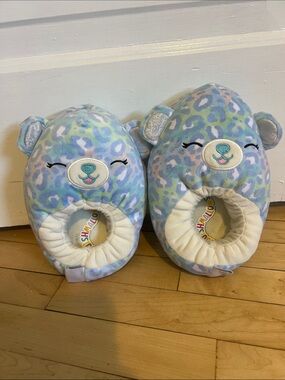 Squishmallows Pastel Blue Lavender Mint Leopard Bear Kids Slippers